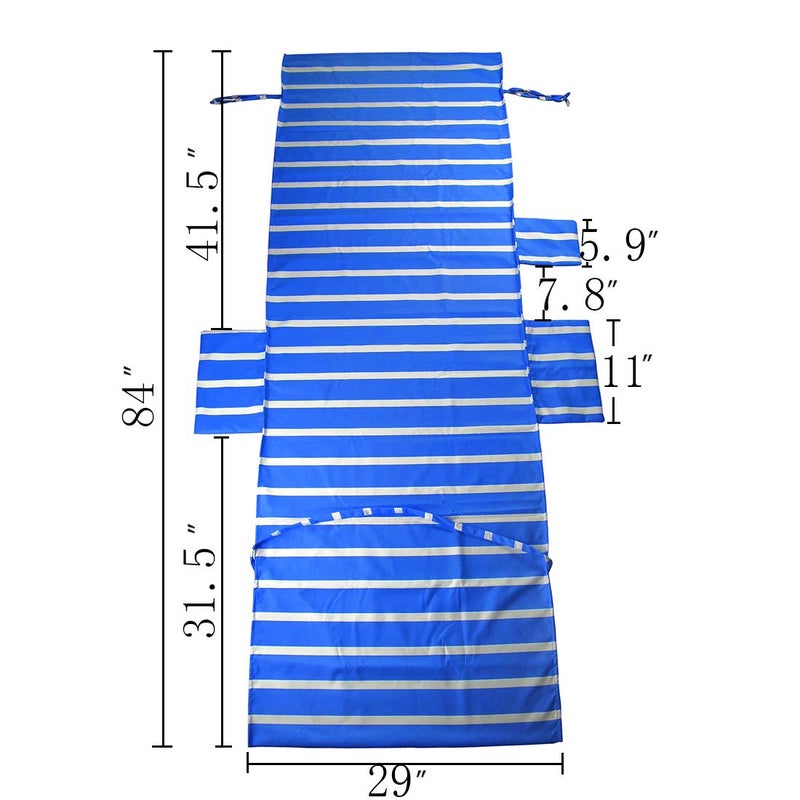 VOCOOL Beach Chair Towel Chaise Lounge Cover with Pockets Pool Chair Towel for Outdoor Patio Garden (Blue) - Image 2